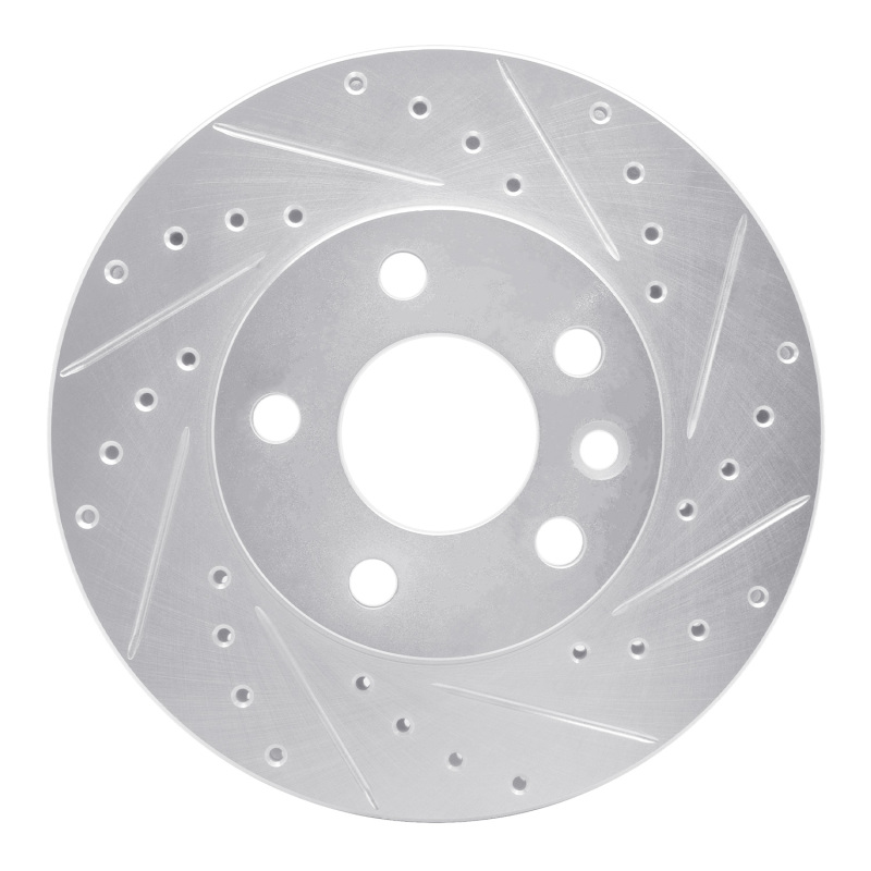 Volkswagen EuroVan Brake Rotor (1) - Front Right - R1 Concepts - Drilled & Slotted - Silver - `96-`00